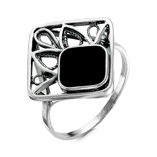 Кольцо с серебрением и оксидированием, с ювелирным кристаллом