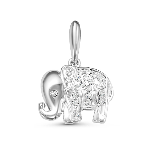 Подвеска "Слон" с ювелирным стеклом и родированием