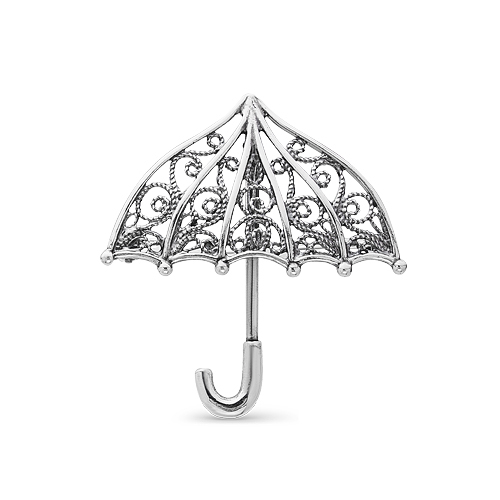 Брошь серебряная "Зонтик"