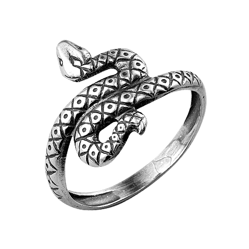 Кольцо в виде змеи с серебрением и оксидированием